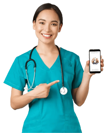 woman doctor phone mobile MS teams